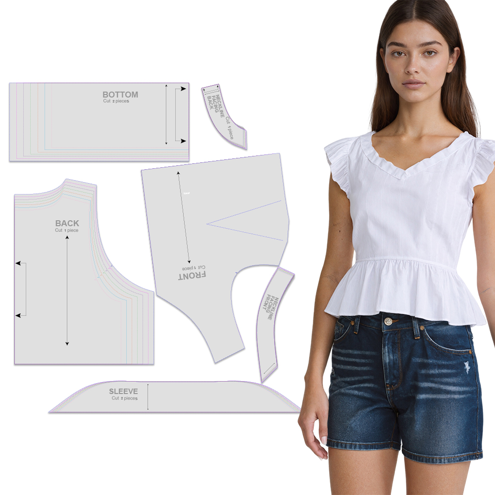 Textile Sewing Patterns - Sewing patterns for women's top in