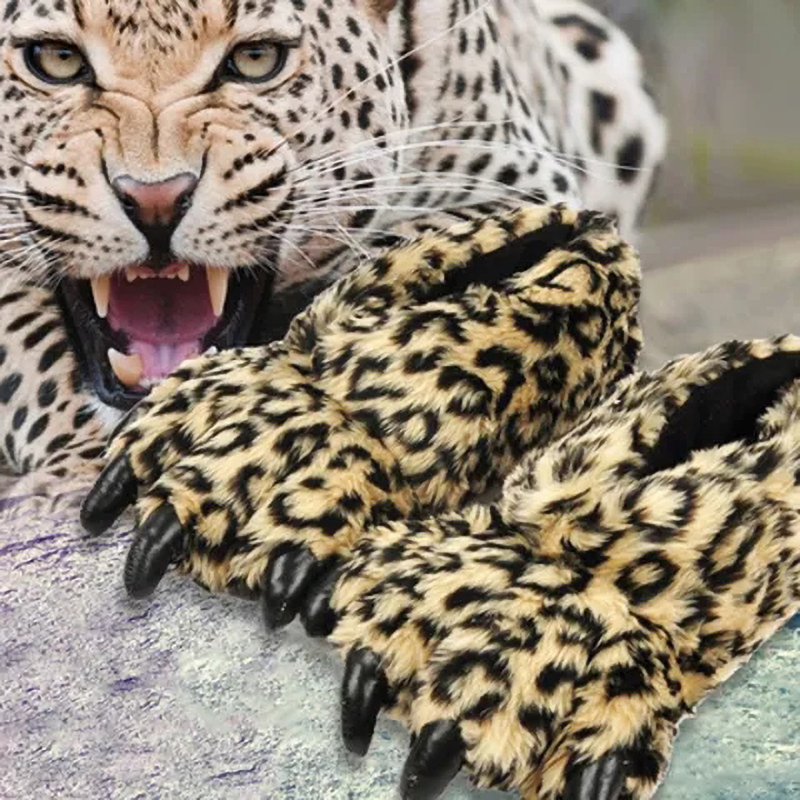 Sewing Garment - Designer Leopard Claw Home Slippers Women