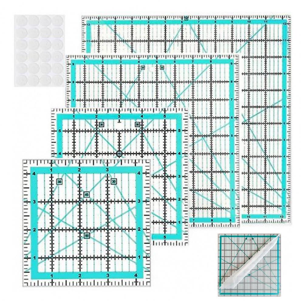 4Pcs Acrylic Quilting Ruler wi - Quilting Ruler Square avaliação e preço