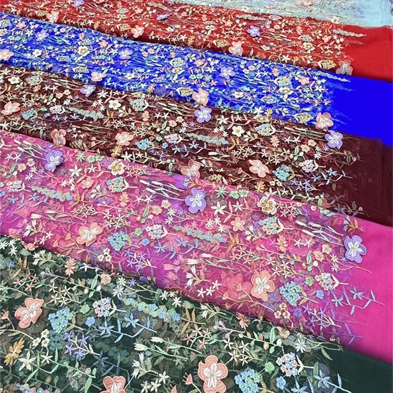 3D Floral Embroidered Tulle Fa - Textile And Sewing Materials avaliação e preço