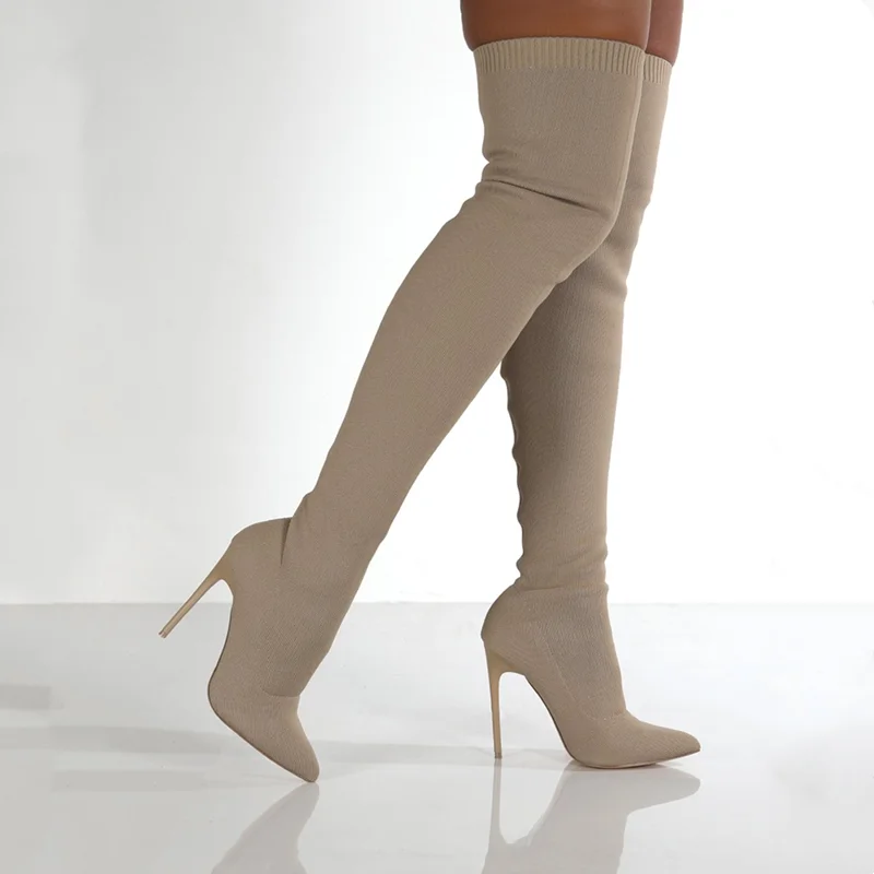 Women Autumn Over The Knee Boo - Sewing Knit avaliação e preço