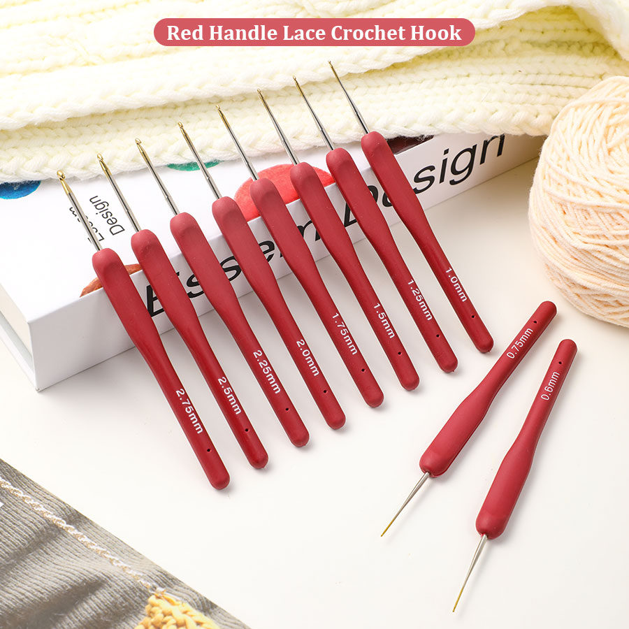 10pcs Red Crochet Set Kit Sili - Textile Sewing Kit avaliação e preço