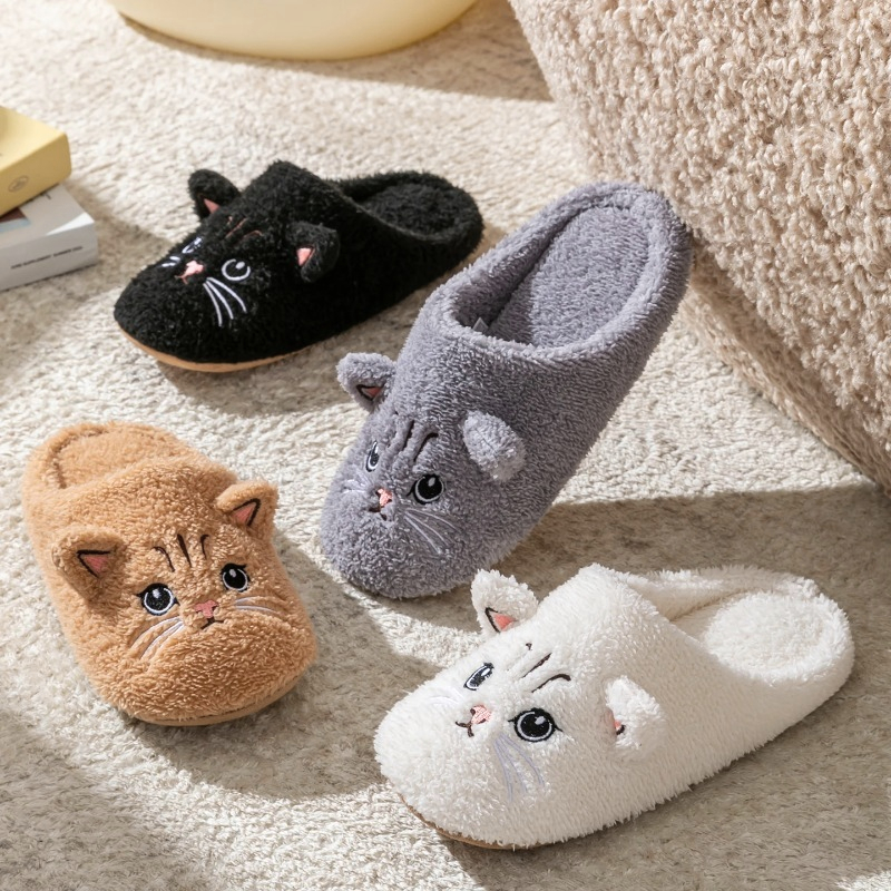 Non-Slip Soft Plush Cat Slippe - Sewing Garment avaliação e preço