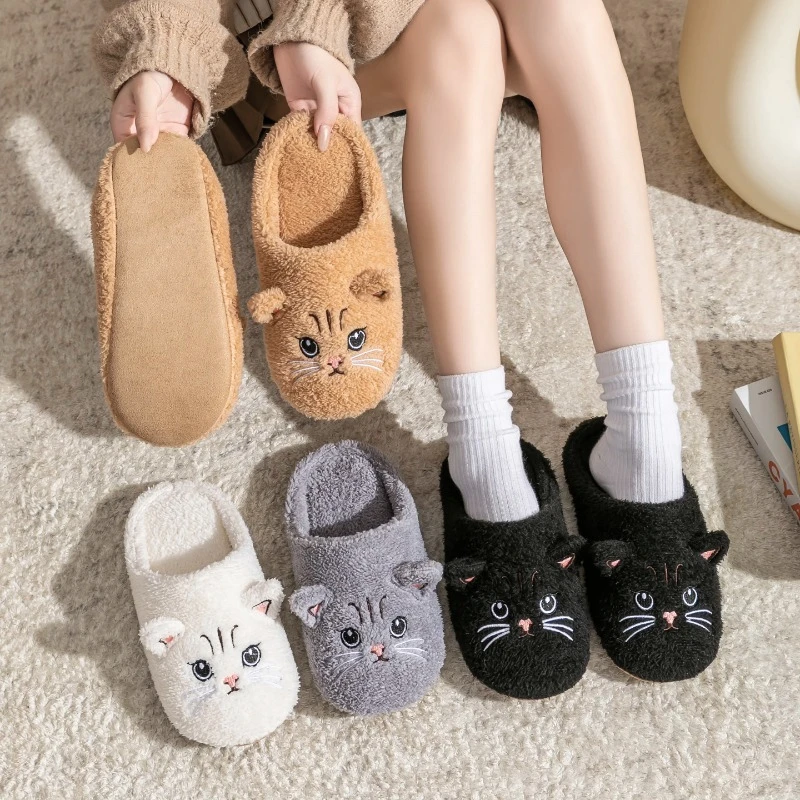Non-Slip Soft Plush Cat Slippe - Sewing Garment avaliação e preço
