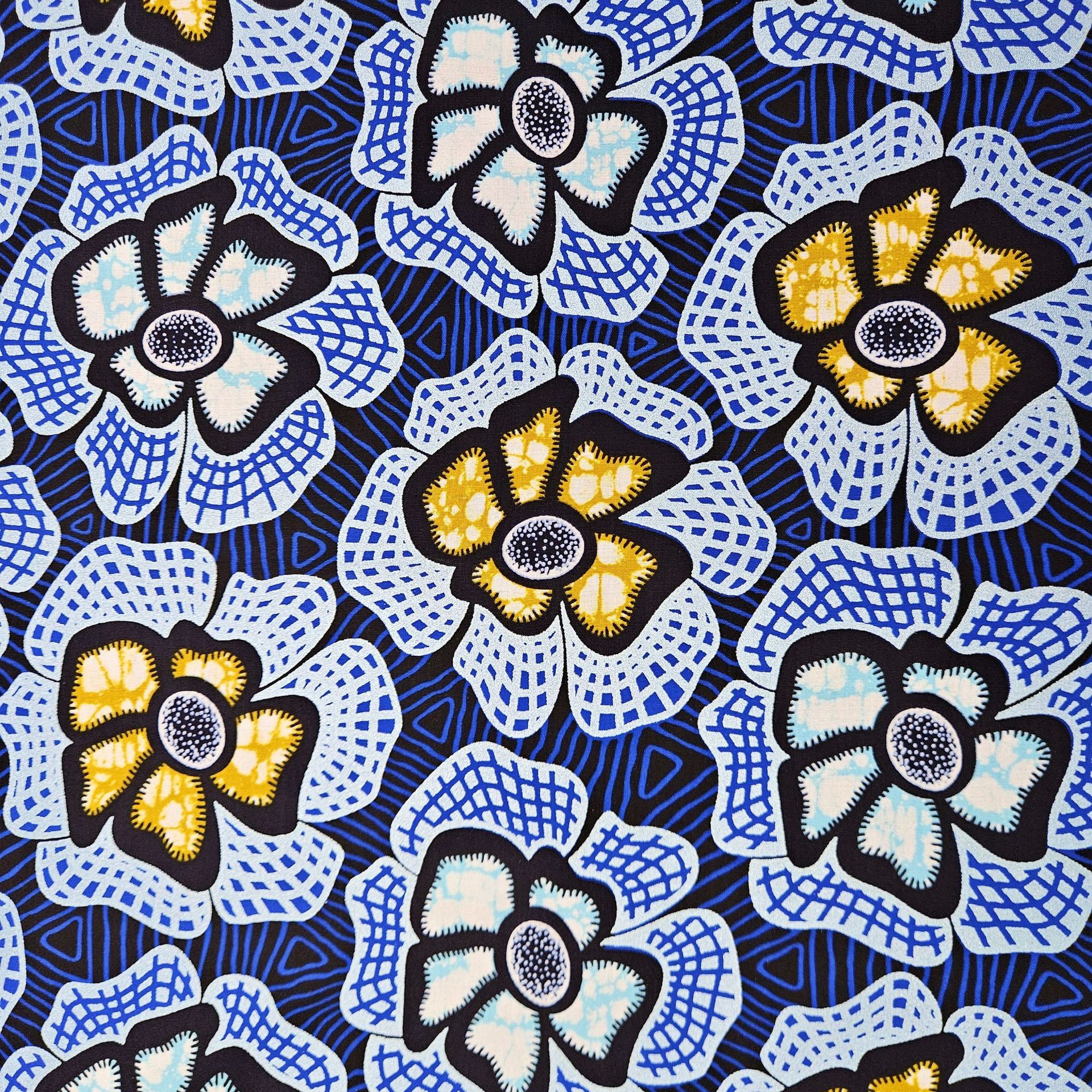 6Yards Long Blue Cotton Africa - Sewing Batik Fabric avaliação e preço