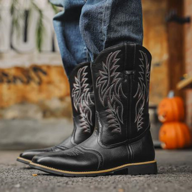 New Men High Boots Embroidery  - Sewing Embroidery Fabric avaliação e preço