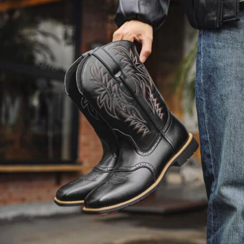New Men High Boots Embroidery  - Sewing Embroidery Fabric avaliação e preço