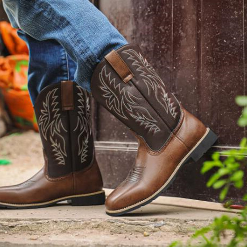 New Men High Boots Embroidery  - Sewing Embroidery Fabric avaliação e preço