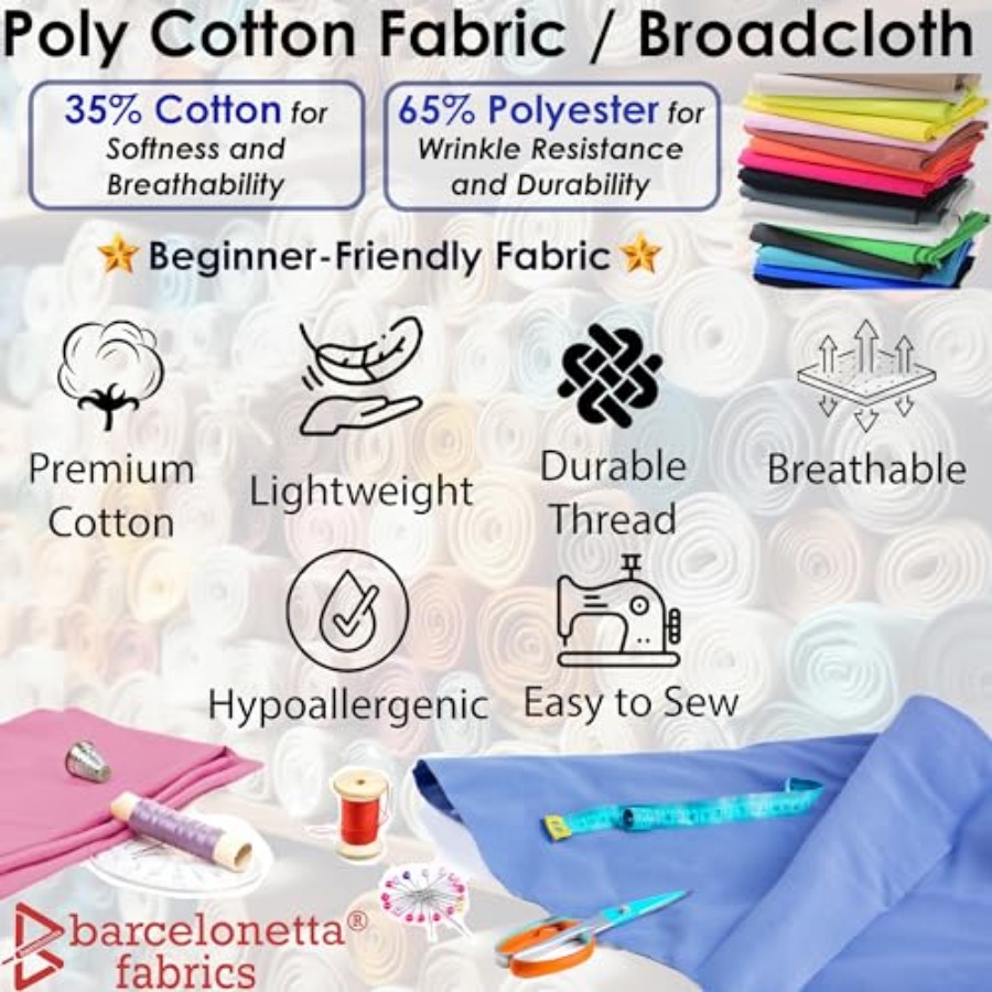 Poly Cotton Fabric for Sewing  - Sewing By avaliação e preço
