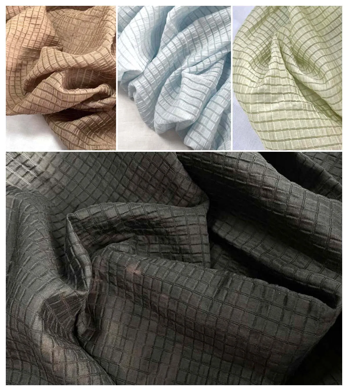Cream Yellow Checkered Fabric  - Textile And Sewing Materials avaliação e preço