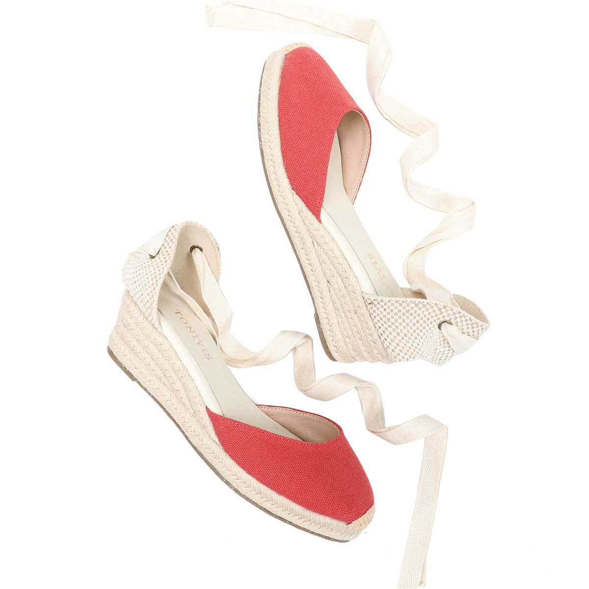 Women Wedge Espadrilles Lace U - Sewing Cotton avaliação e preço