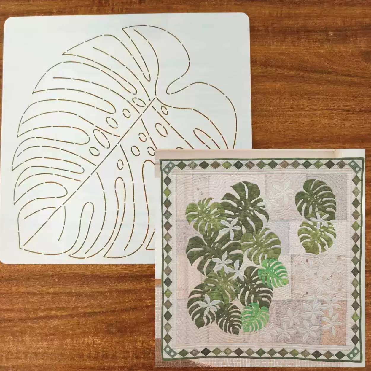 leaf flower Sashiko Embroidery - Is Sewing Textile Art avaliação e preço