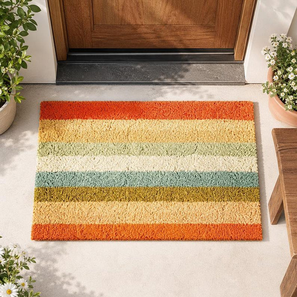 Retro Colorful Stripe Doormat  - Century Textile & Sewing Supply Hours avaliação e preço
