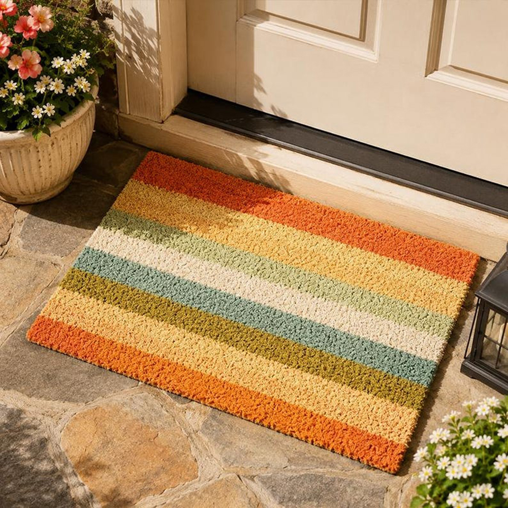 Retro Colorful Stripe Doormat  - Century Textile & Sewing Supply Hours avaliação e preço