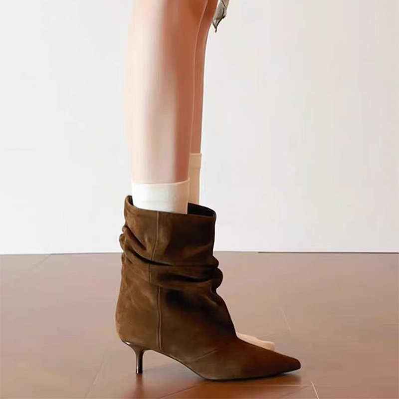 Women Stack Boot,Designer Poin - Sewing Nylon avaliação e preço