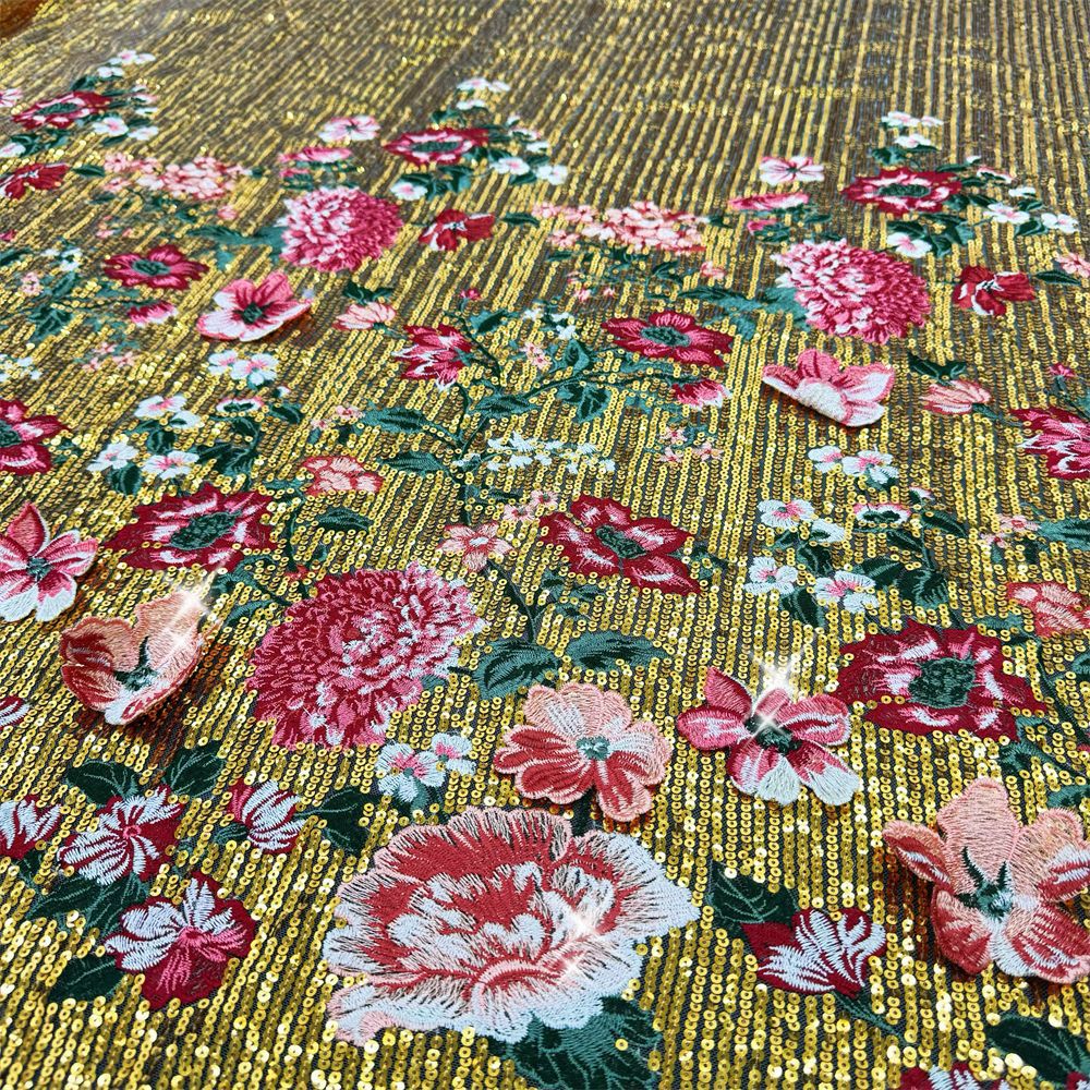 1 yardThree-dimensional embroi - Sewing Embroidery Fabric avaliação e preço