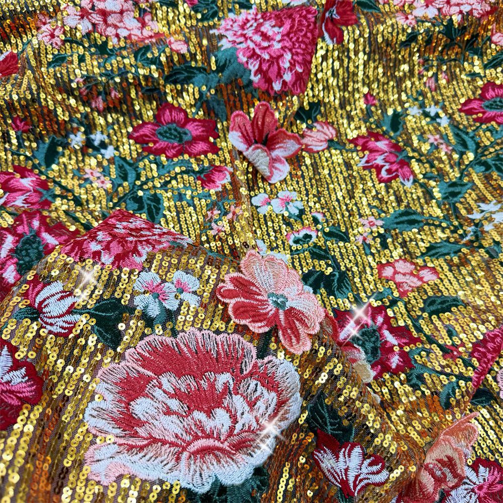 1 yardThree-dimensional embroi - Sewing Embroidery Fabric avaliação e preço