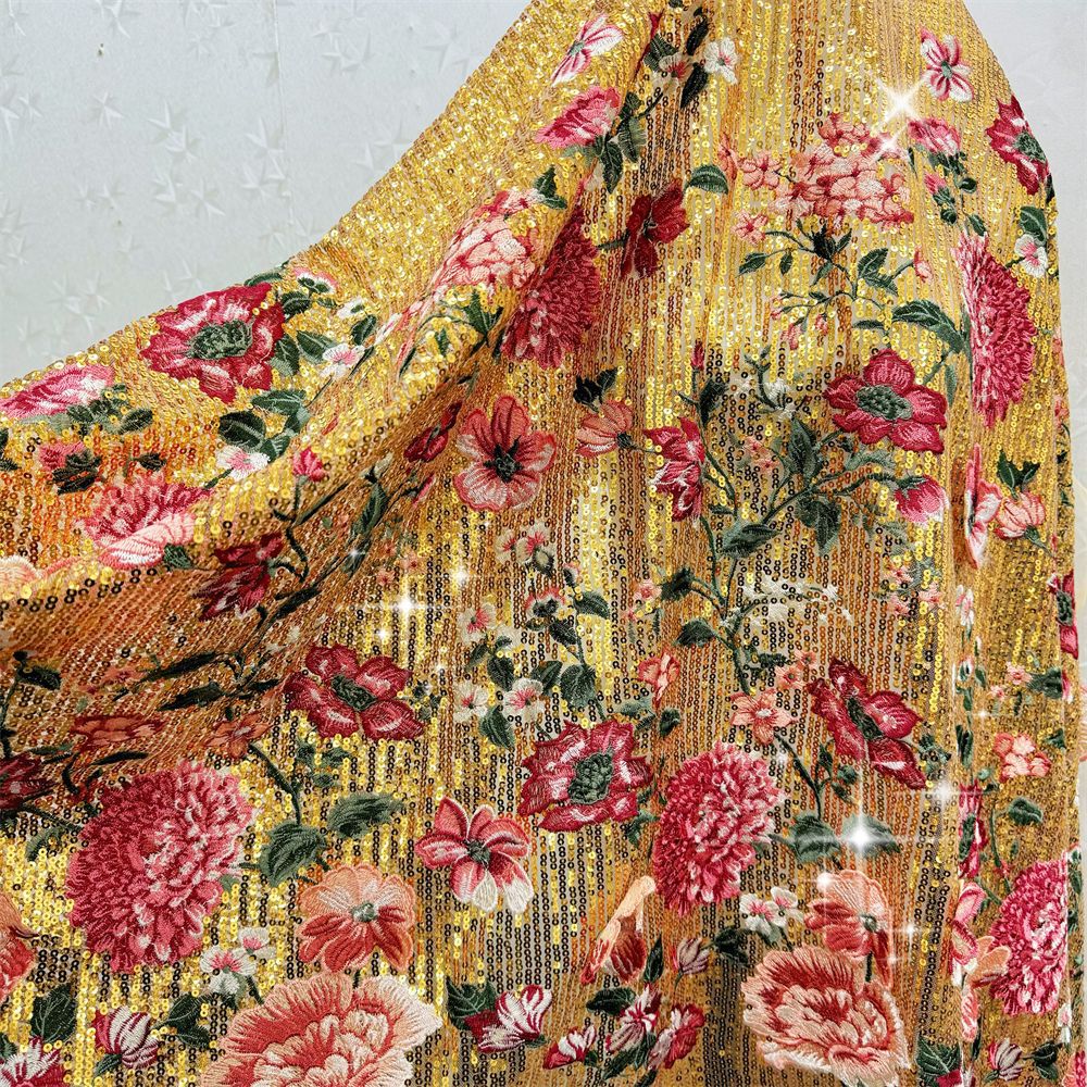 1 yardThree-dimensional embroi - Sewing Embroidery Fabric avaliação e preço