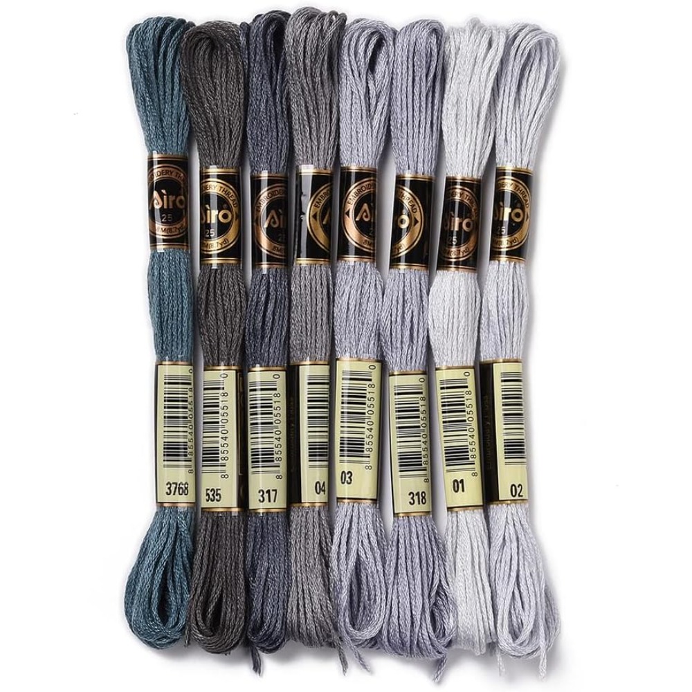 8 Skeins 70 Yards Grey Friends - Embroidery Floss Thread avaliação e preço