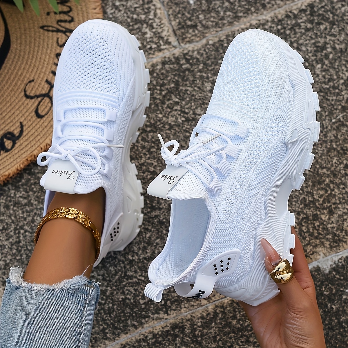 Breathable Knit Sneakers Fashi - Sewing Garment avaliação e preço