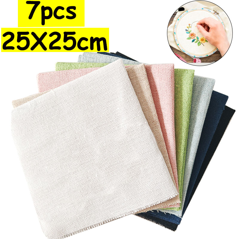 7-Piece Set of 25* 25cm Linen  - Is Sewing Textile Art avaliação e preço