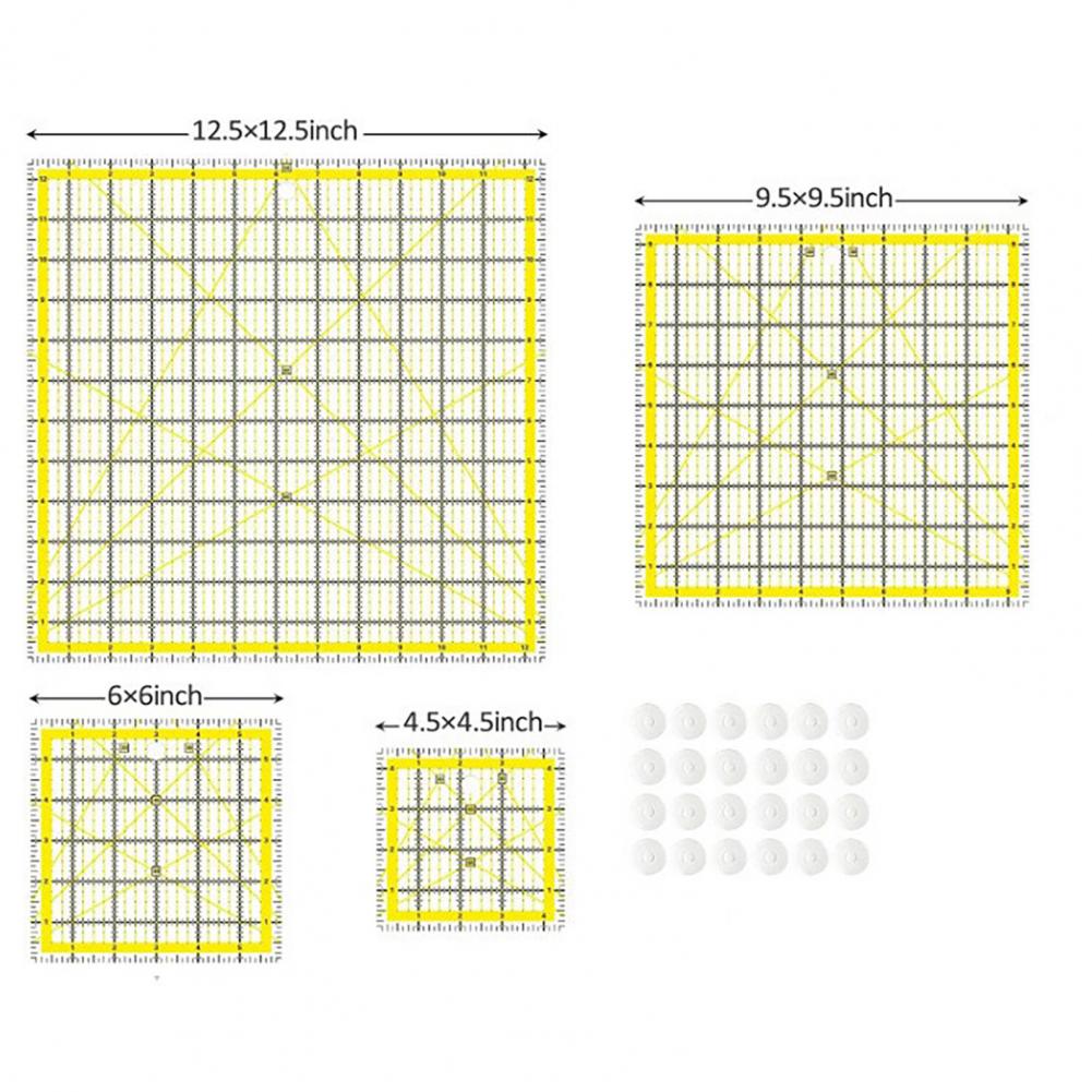 4Pcs Acrylic Quilting Ruler Sq - Quilting Ruler Square avaliação e preço