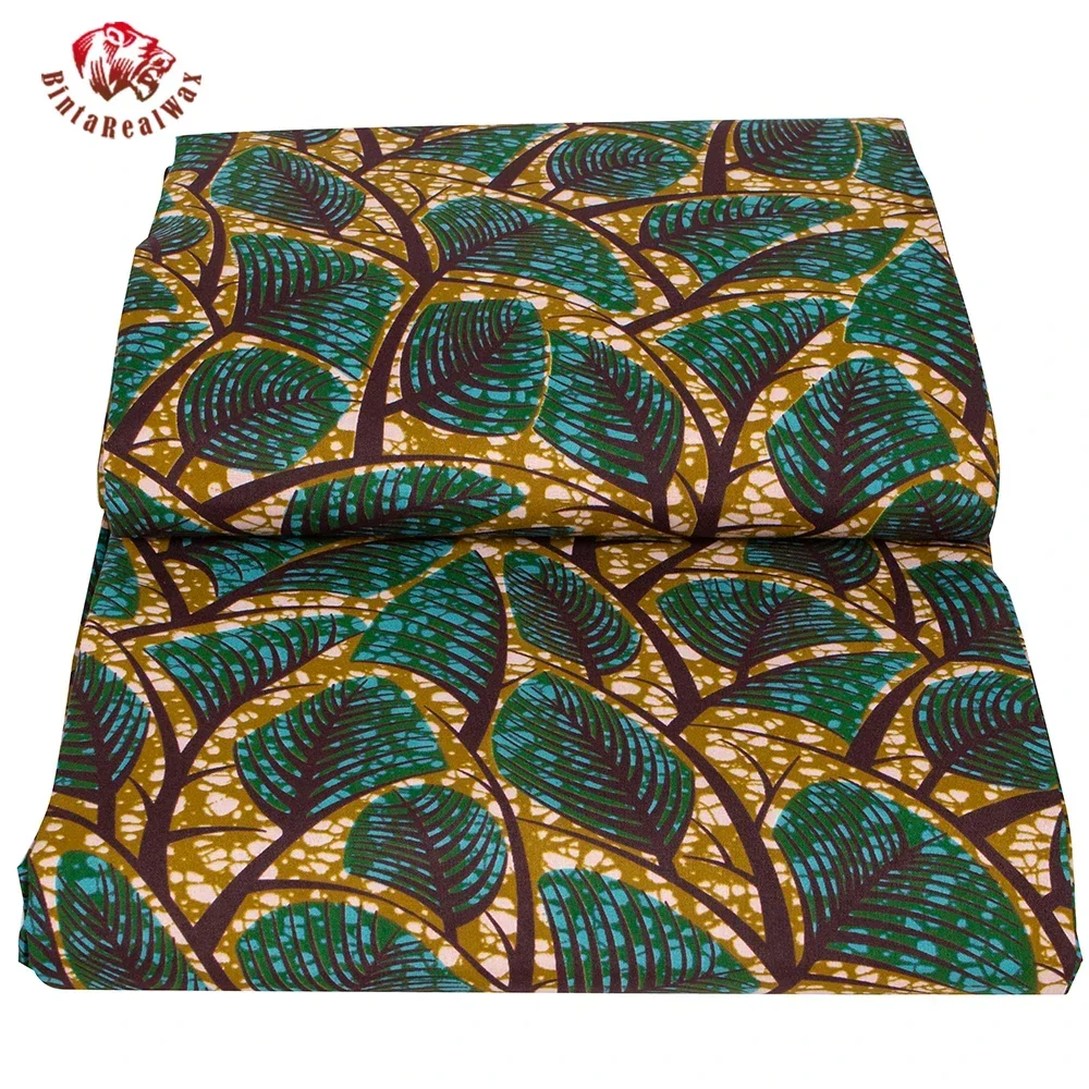 Ankara African Print Leaf Patt - Sewing Batik Fabric avaliação e preço