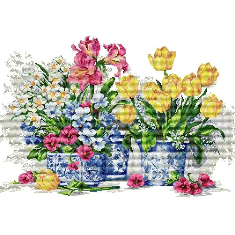 Potted Flowers NKF Counted Cro - Textile Sewing Patterns avaliação e preço