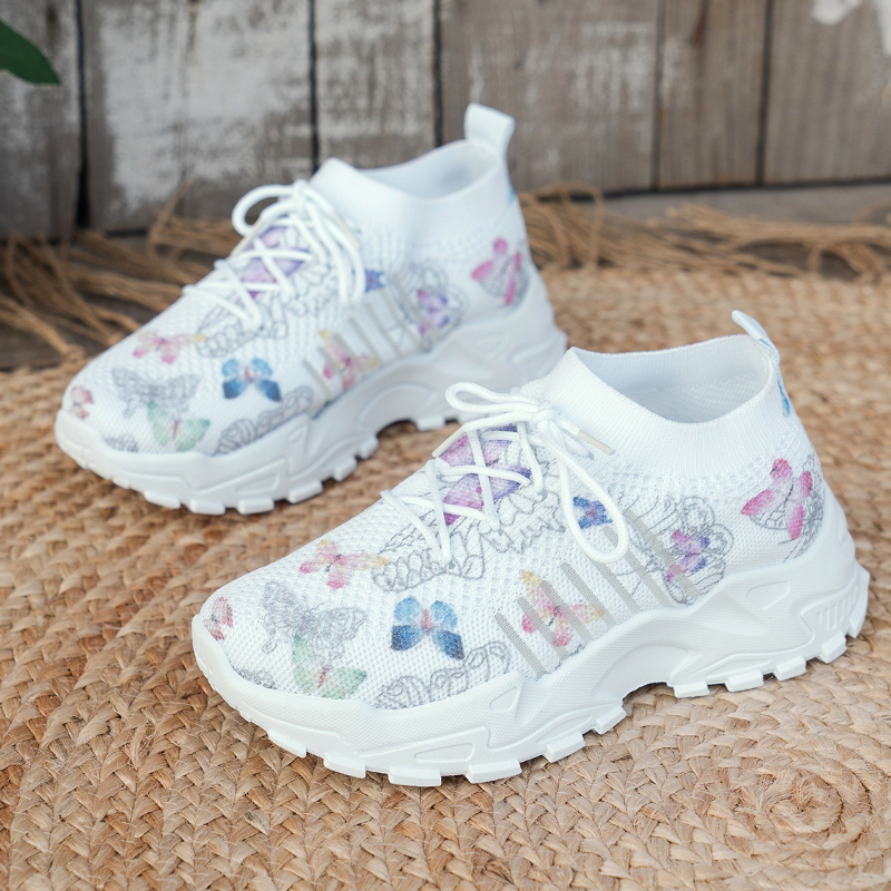 Women Butterfly Print Mesh Sne - Sewing Garment avaliação e preço