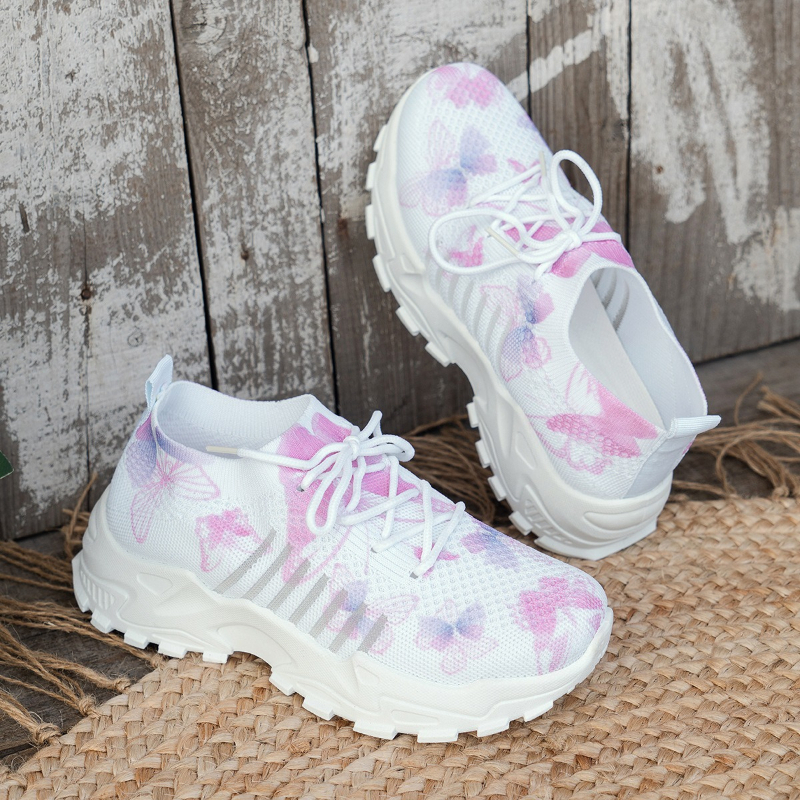 Women Butterfly Print Mesh Sne - Sewing Garment avaliação e preço