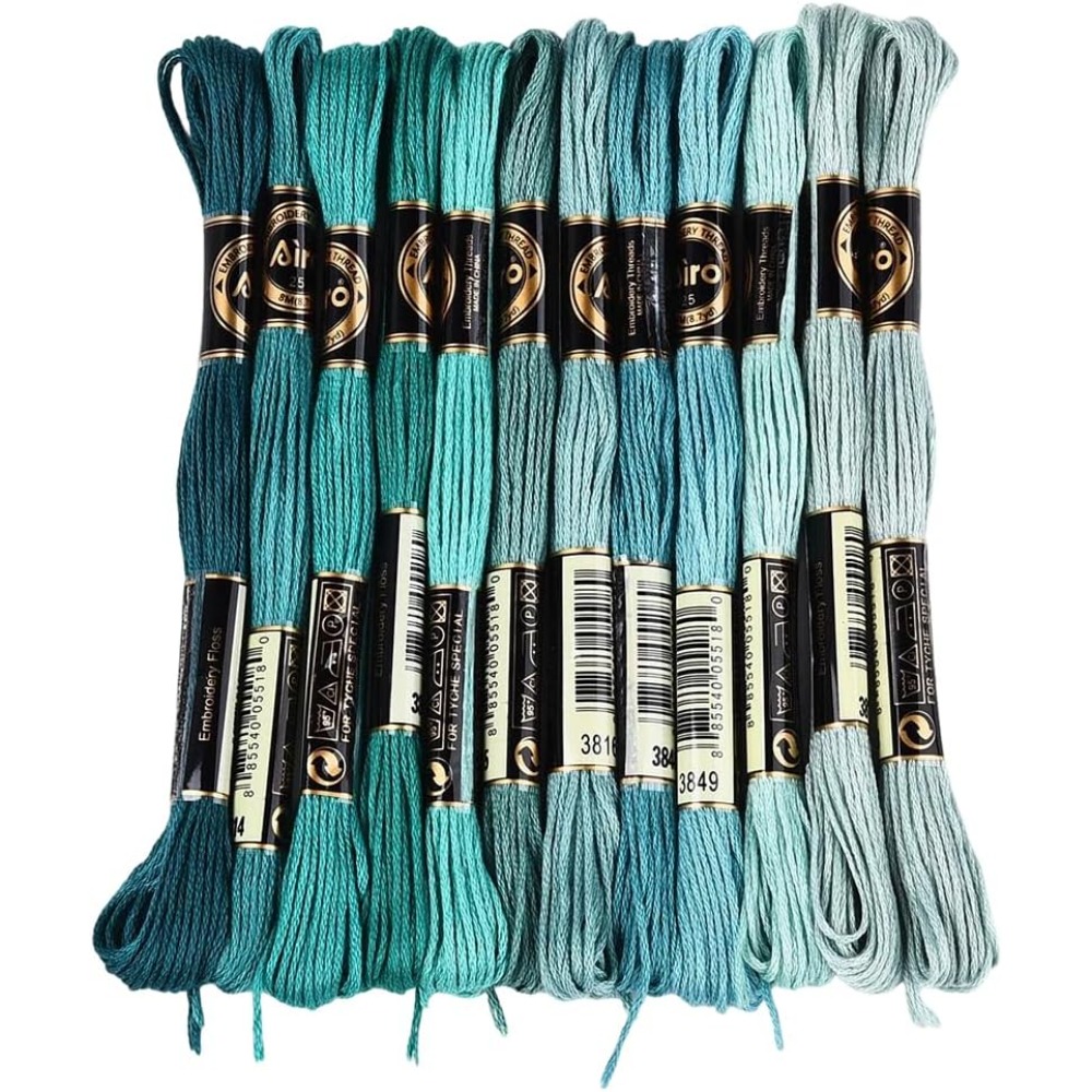 12 Skeins 6 Strands Green Embr - Embroidery Floss Thread avaliação e preço