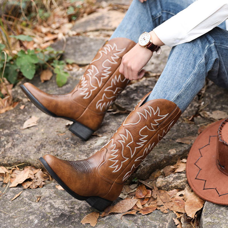 New Men Handmade Cowboy Boots  - Sewing Embroidery Fabric avaliação e preço